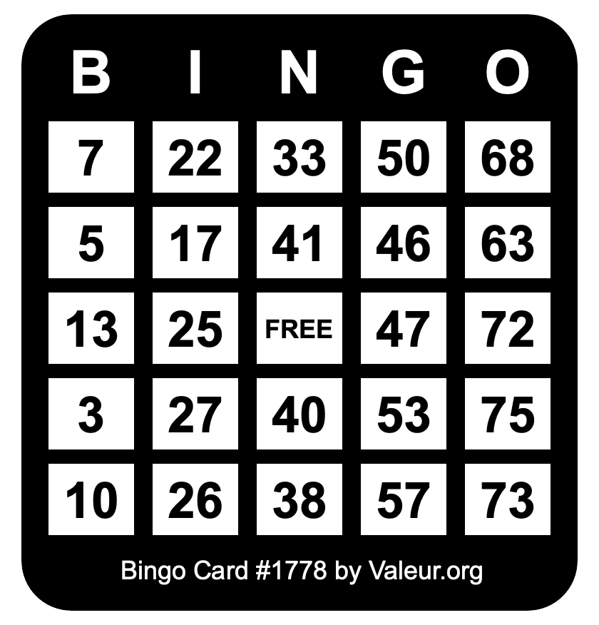 Bingo Card #1778