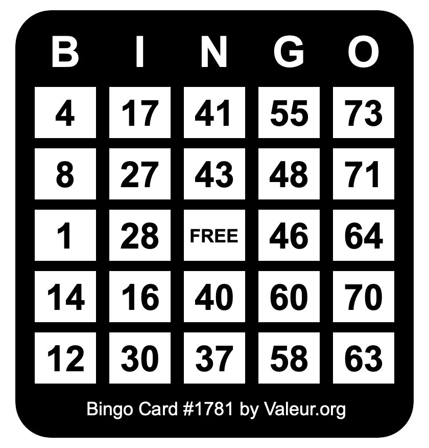 Bingo Card #1781