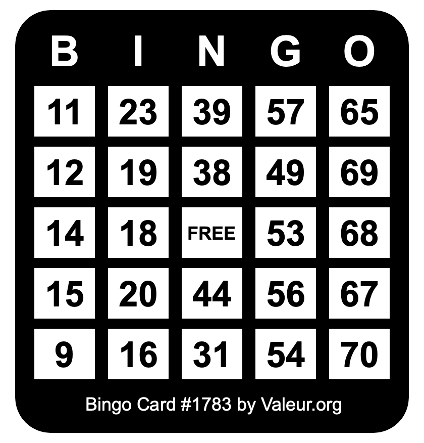 Bingo Card #1783