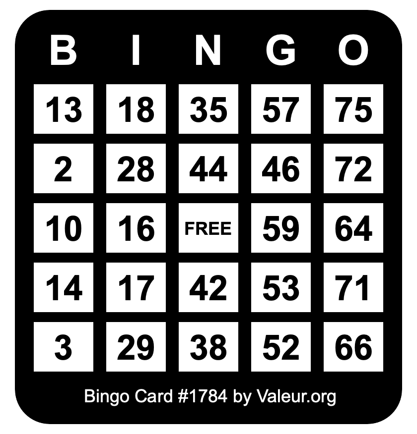 Bingo Card #1784