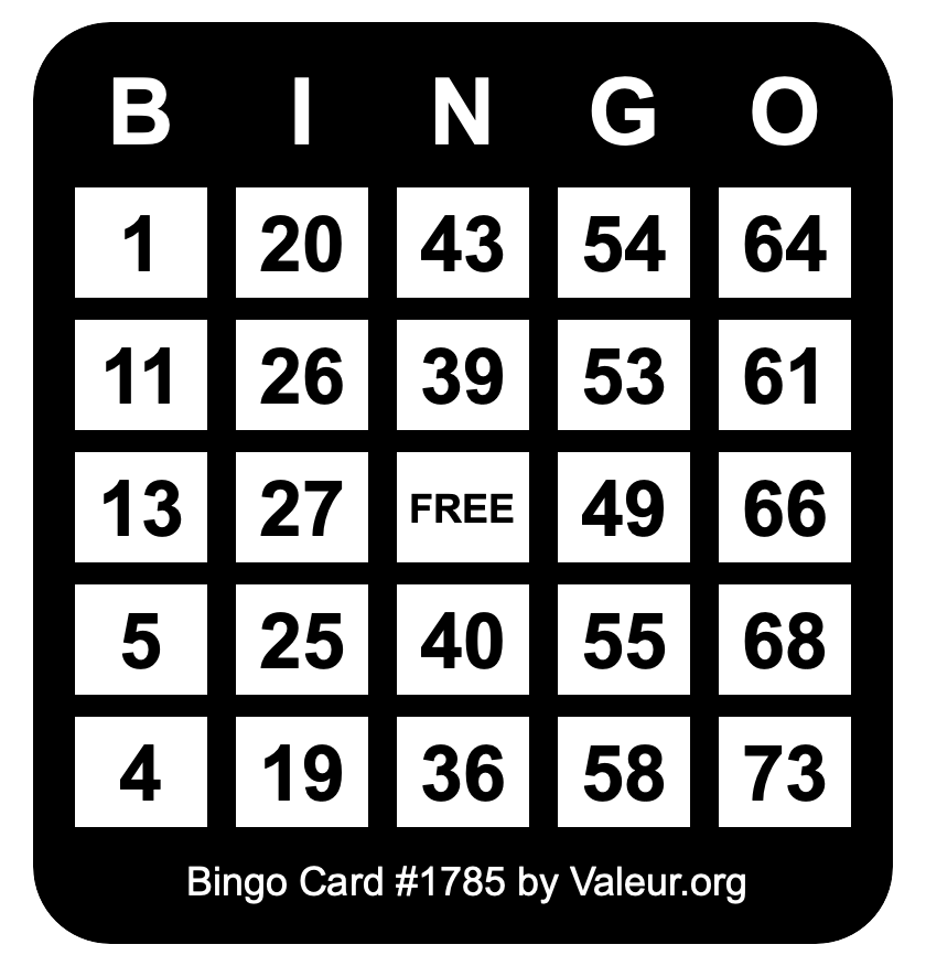 Bingo Card #1785