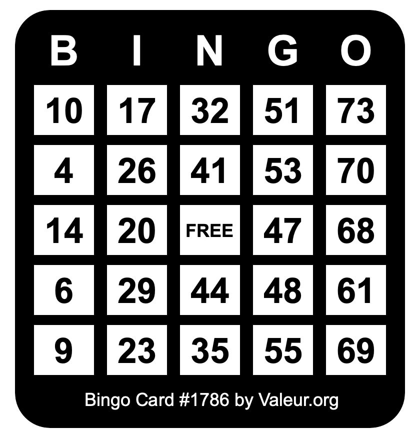 Bingo Card #1786