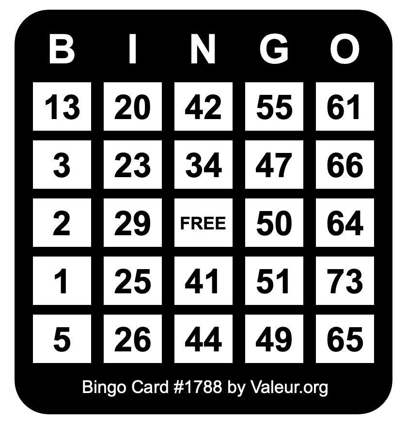 Bingo Card #1788
