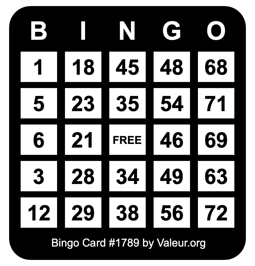Bingo Card #1789