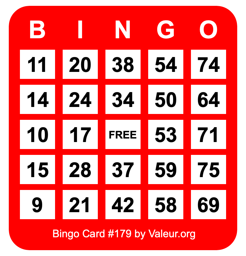 Bingo Card #179