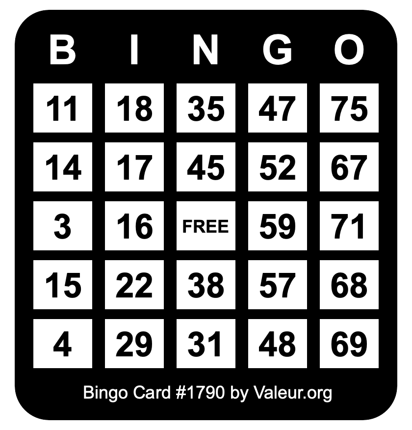 Bingo Card #1790