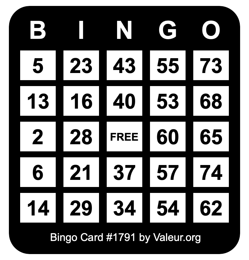 Bingo Card #1791