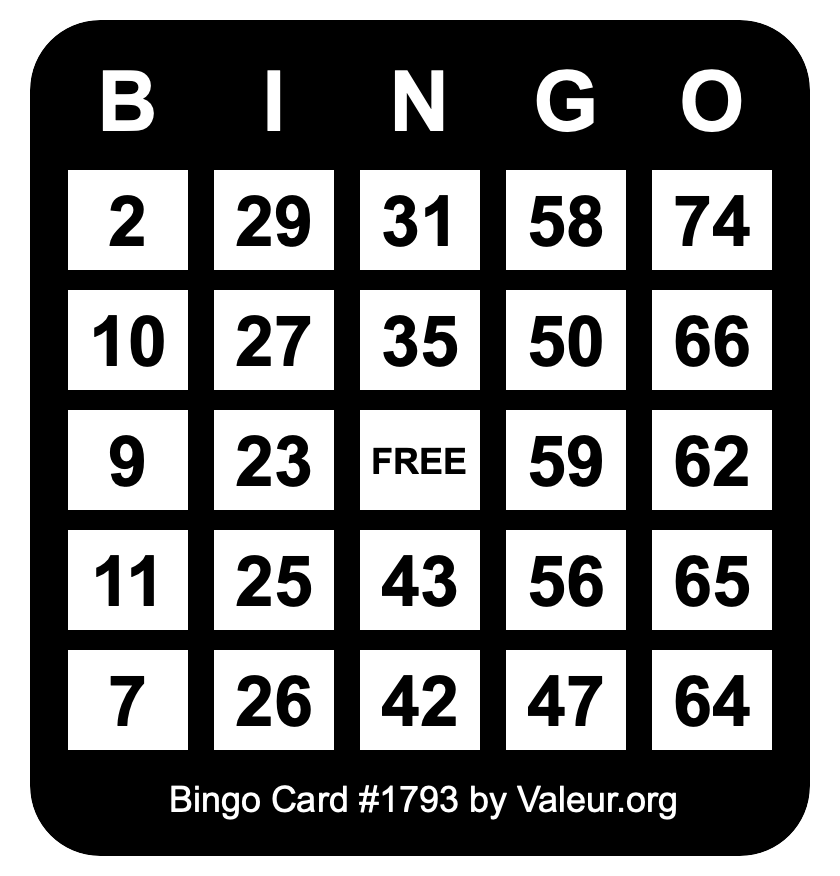 Bingo Card #1793