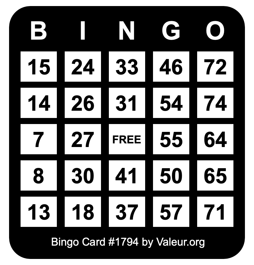 Bingo Card #1794
