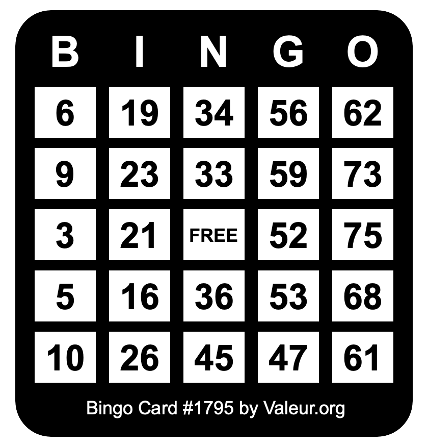 Bingo Card #1795