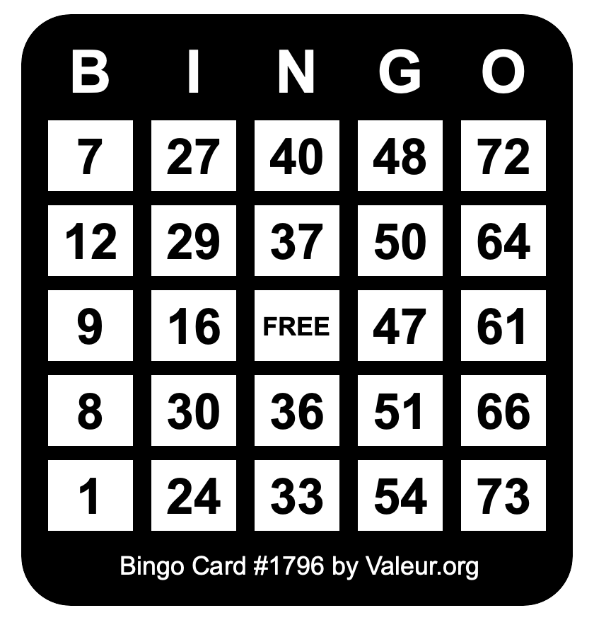 Bingo Card #1796