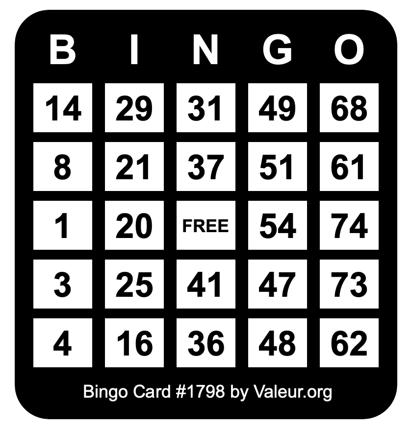 Bingo Card #1798