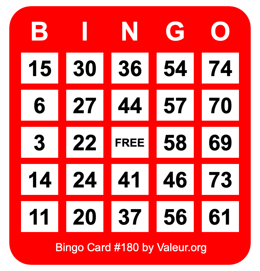 Bingo Card #180