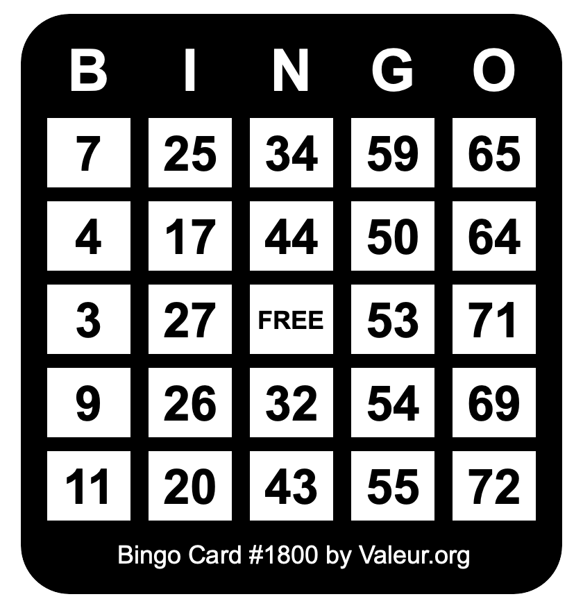 Bingo Card #1800