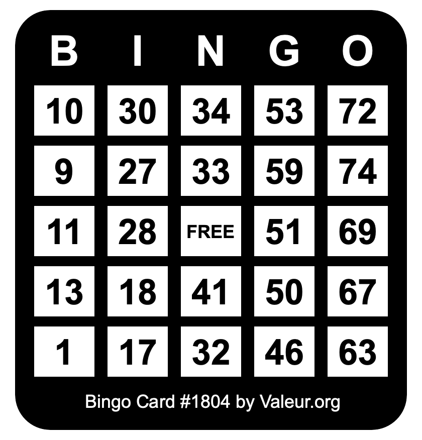 Bingo Card #1804
