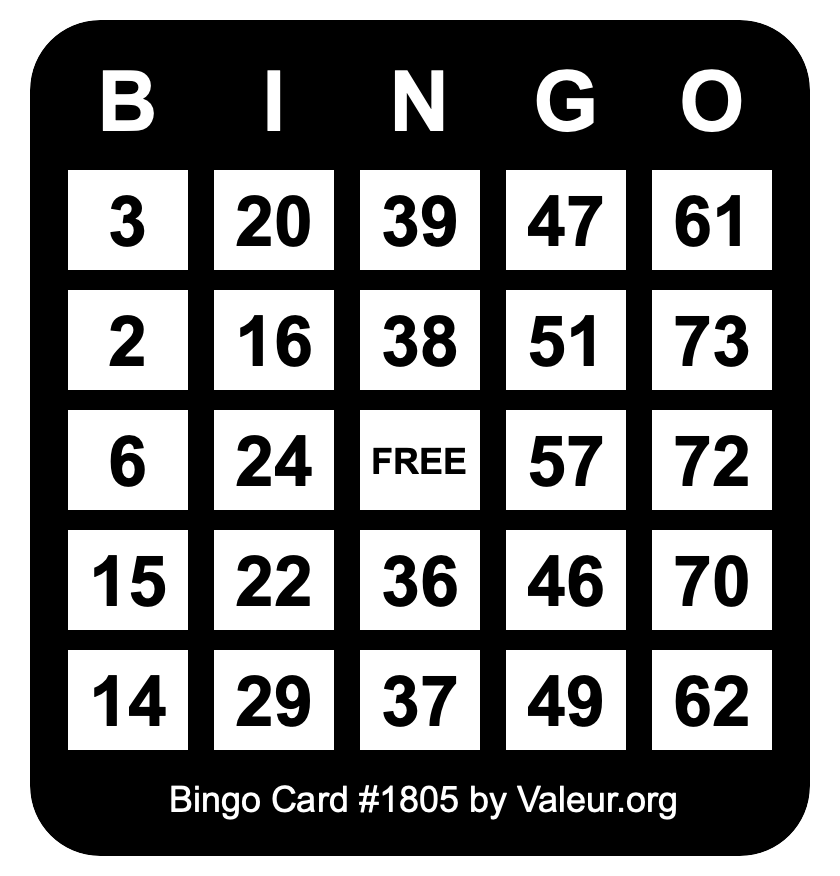Bingo Card #1805