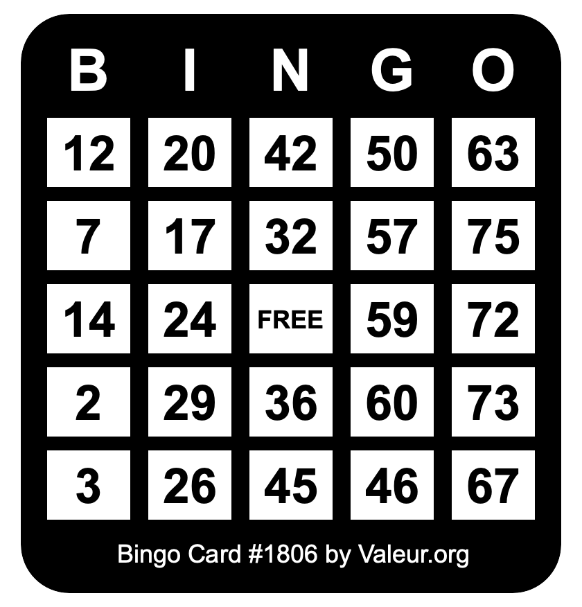 Bingo Card #1806