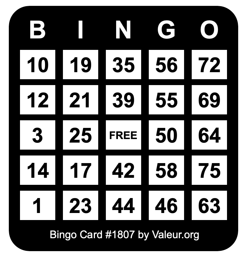 Bingo Card #1807