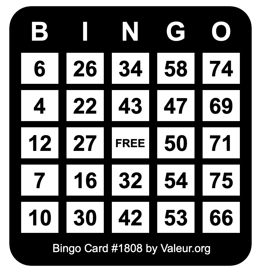 Bingo Card #1808