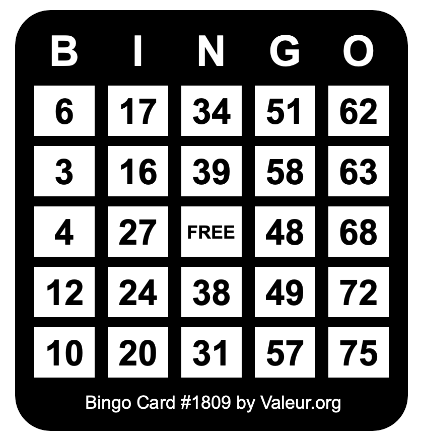 Bingo Card #1809