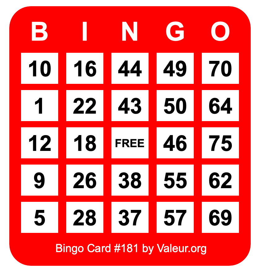Bingo Card #181