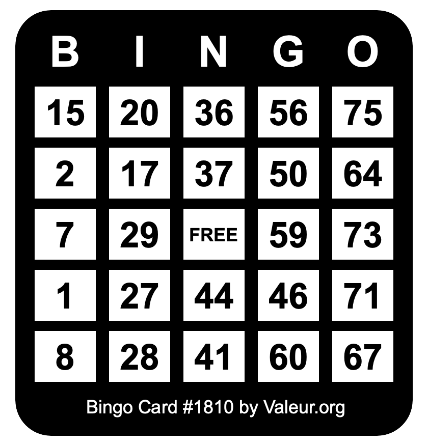 Bingo Card #1810