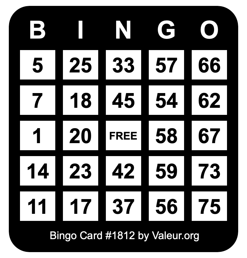Bingo Card #1812
