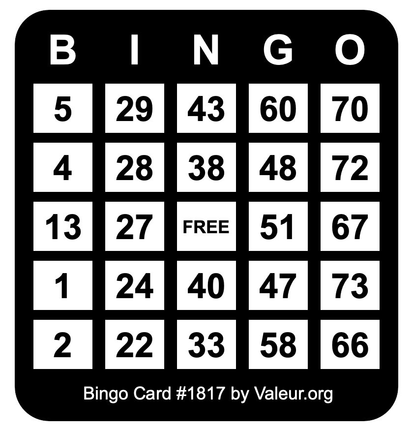 Bingo Card #1817