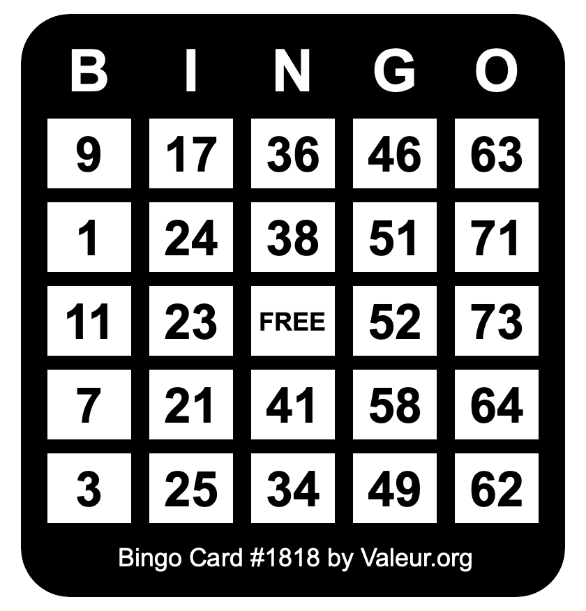 Bingo Card #1818