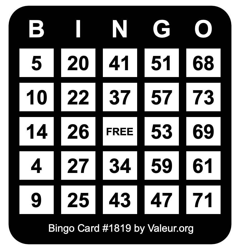 Bingo Card #1819