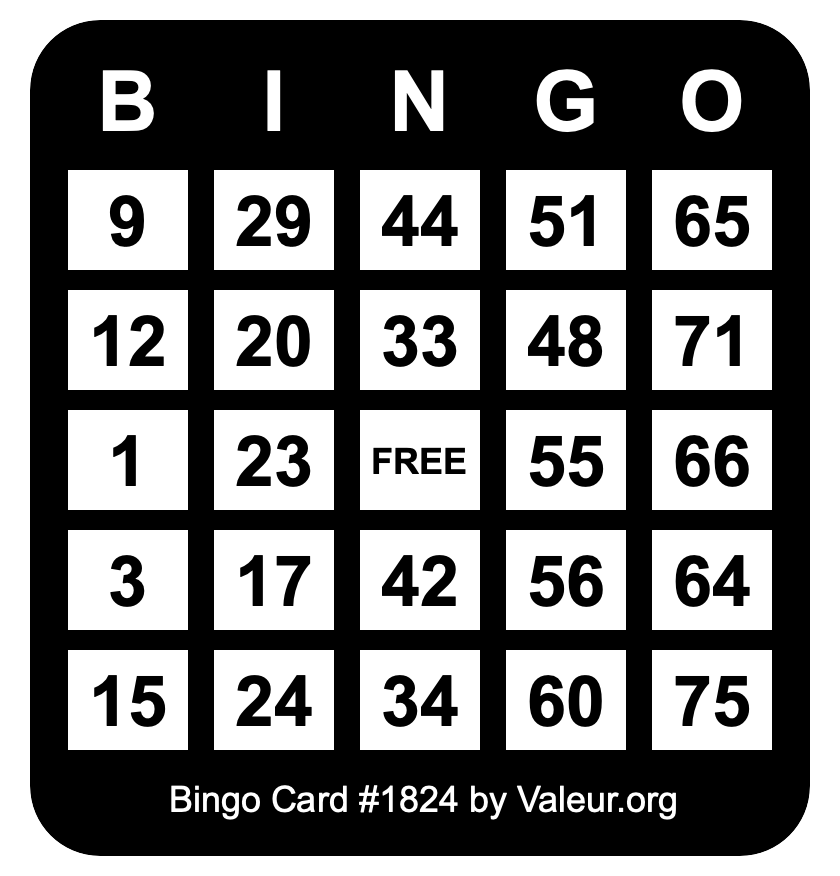 Bingo Card #1824