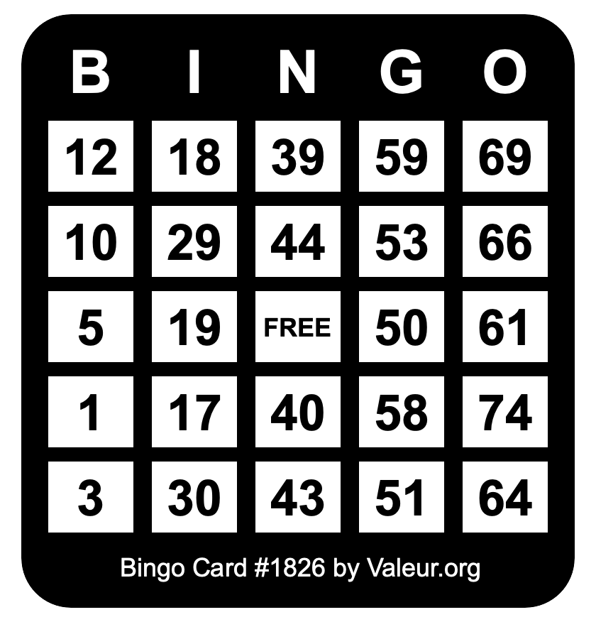 Bingo Card #1826