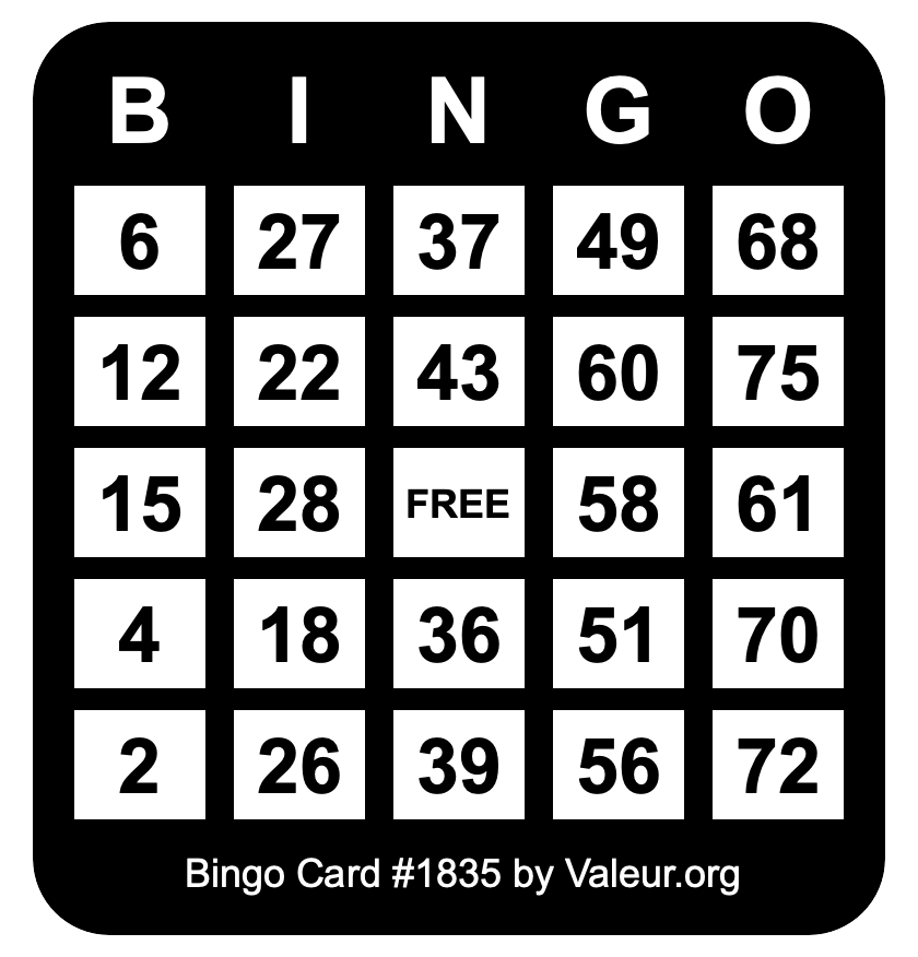 Bingo Card #1835