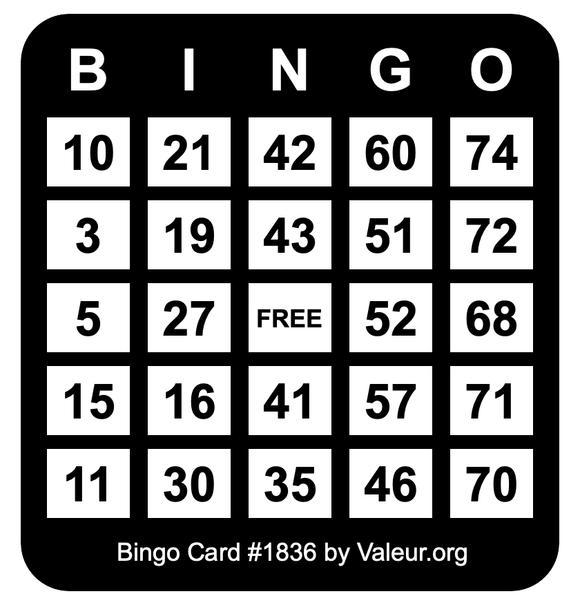 Bingo Card #1836