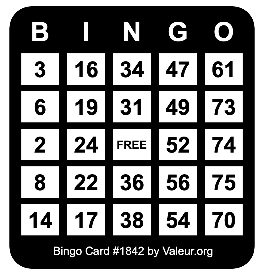 Bingo Card #1842