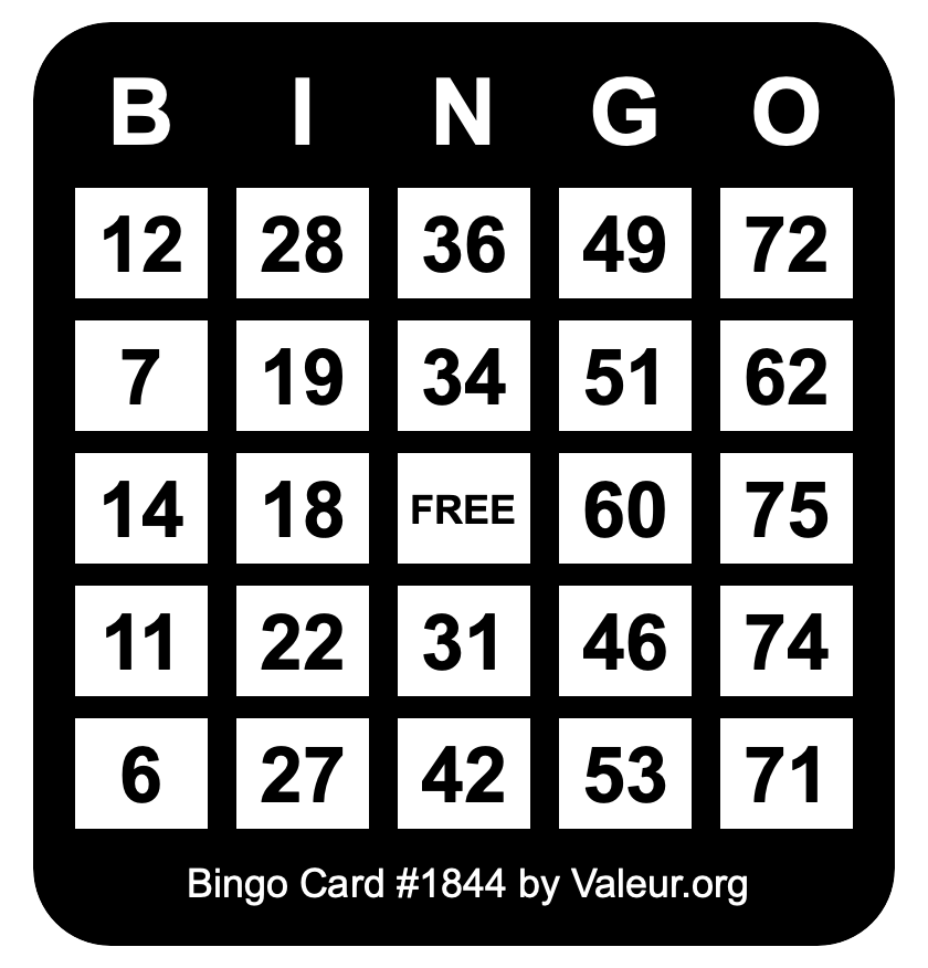 Bingo Card #1844