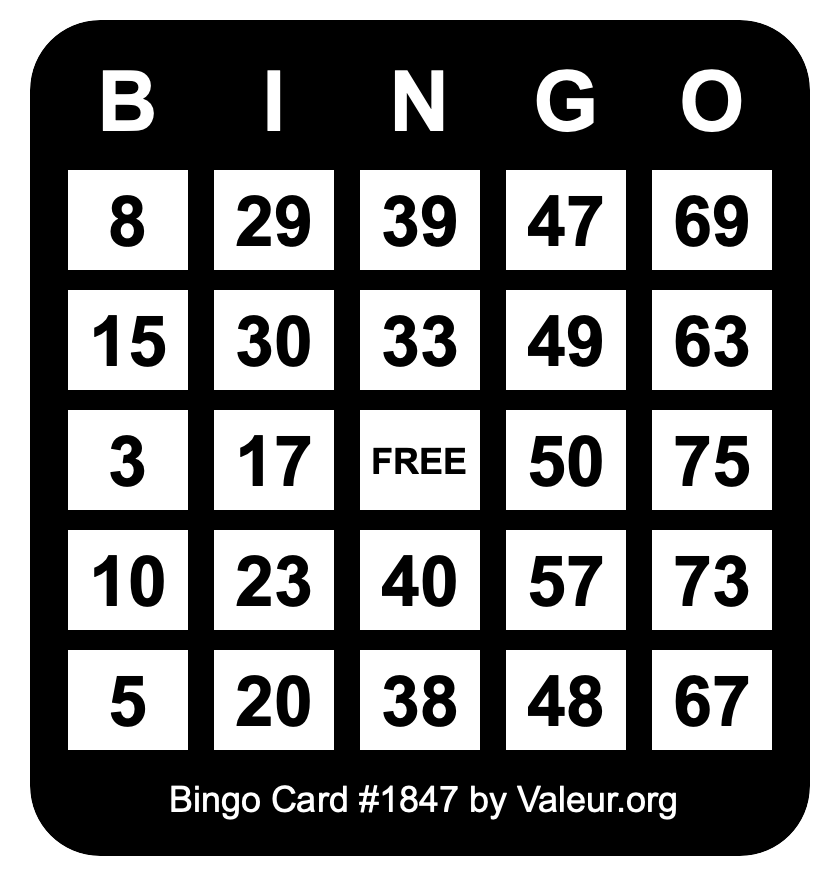 Bingo Card #1847