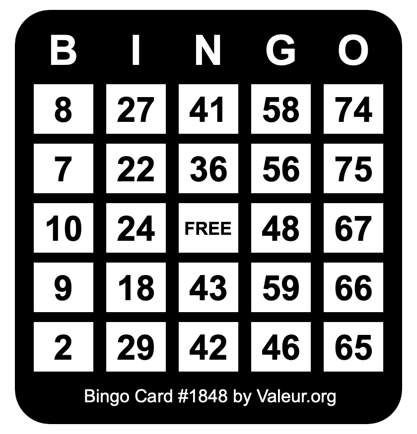Bingo Card #1848