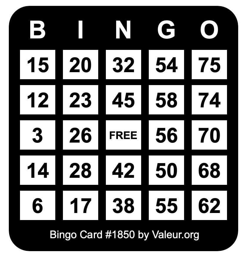 Bingo Card #1850