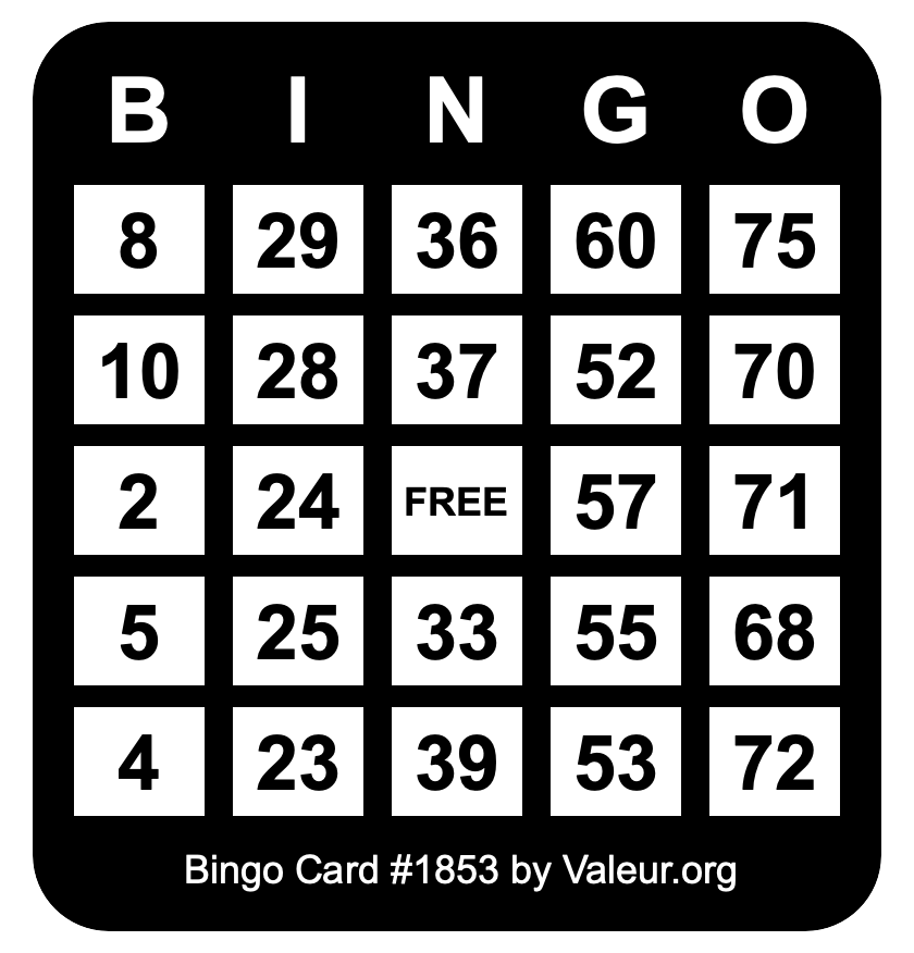 Bingo Card #1853