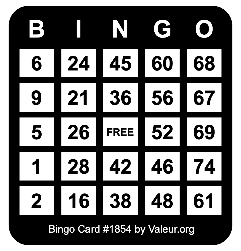 Bingo Card #1854