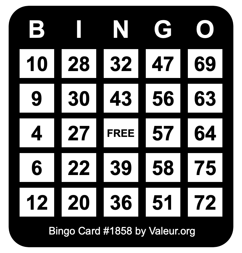 Bingo Card #1858