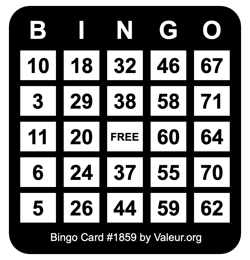 Bingo Card #1859