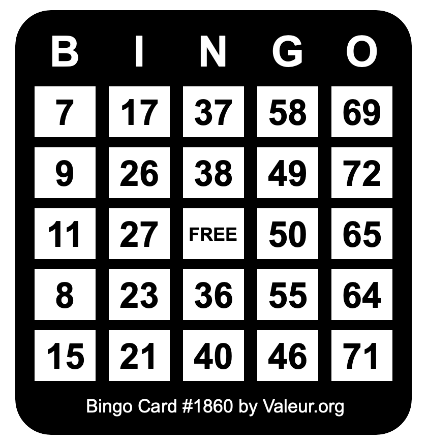 Bingo Card #1860