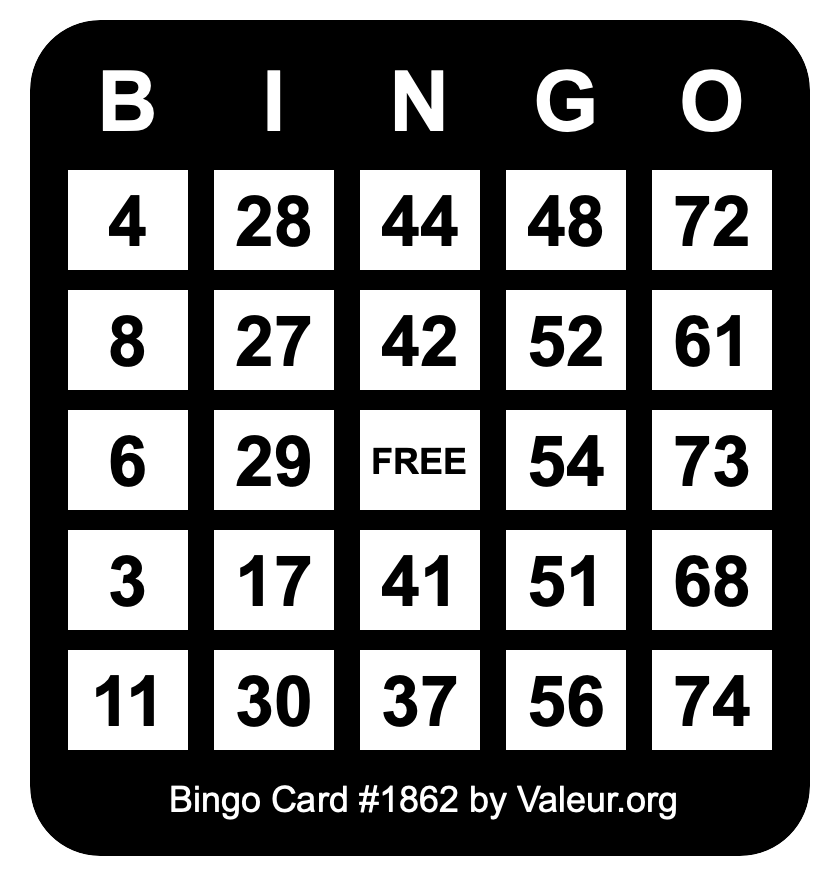 Bingo Card #1862