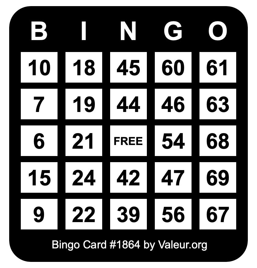 Bingo Card #1864