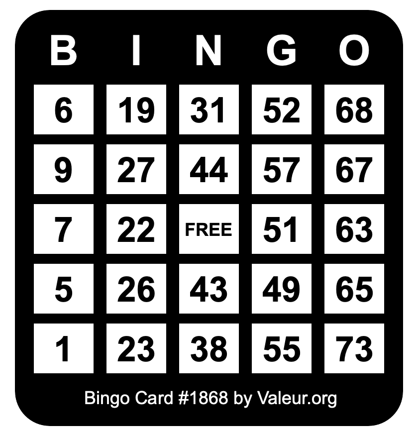 Bingo Card #1868