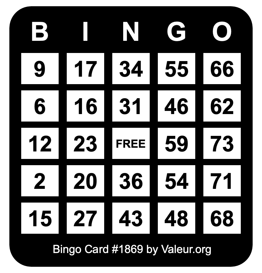 Bingo Card #1869