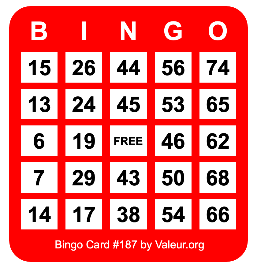 Bingo Card #187