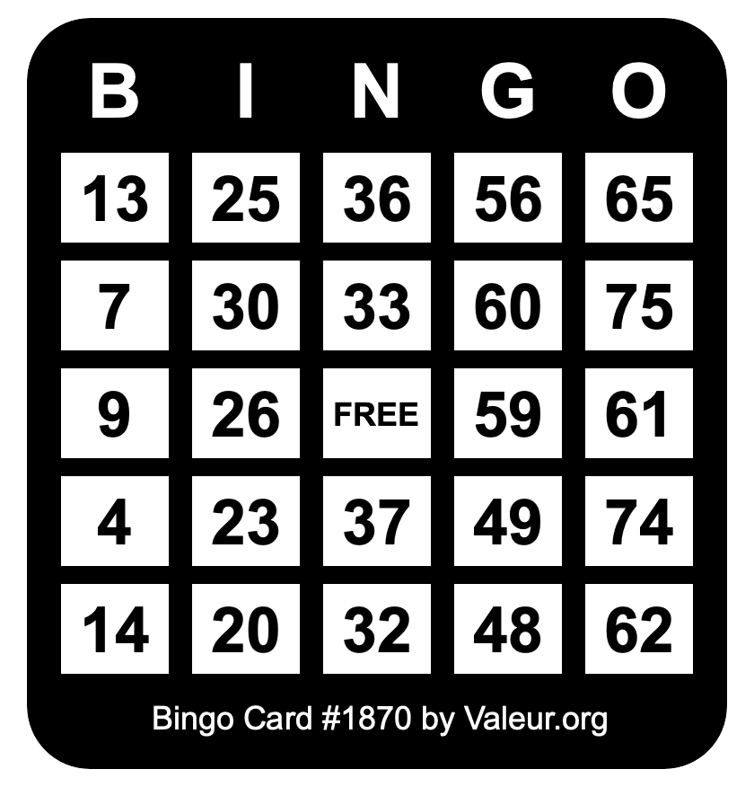 Bingo Card #1870